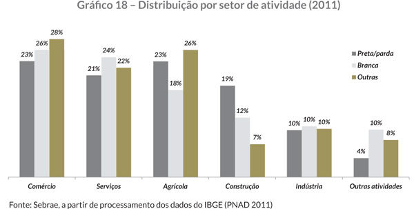 Gráfi co 18 – Distribuição por setor de atividade (2011)