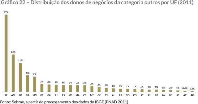 Gráfi co 22 – Distribuição dos donos de negócios da categoria outros por UF (2011)